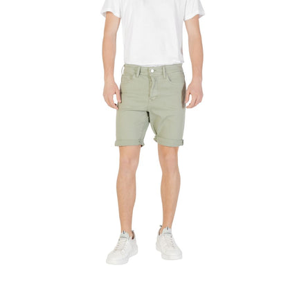 Bermuda Shorts by Replay for men in stretch cotton green features a eye catching and short with a eye catching .