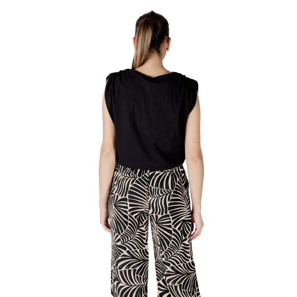 Jacqueline De Yong Women's Crop-Top Lightweight Sleeveless Cotton Activewear Top - Black