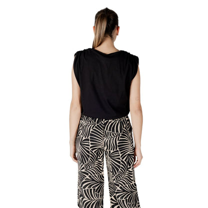Jacqueline De Yong Women's Crop-Top Lightweight Sleeveless Cotton Activewear Top - Black
