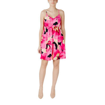 Dress by Only for women in viscose pink features an cute silhouette, detailed with a and v-neck neckline that elegantly flows into a cute short.