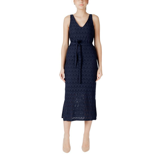 Vila Clothes Blue Recycled Polyester Midi
