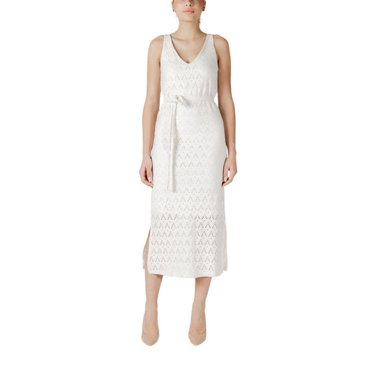 Vila Clothes Beige Recycled Polyester Midi