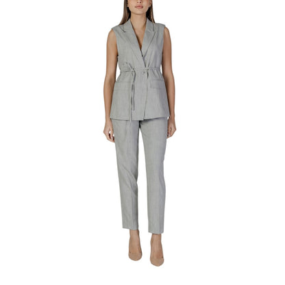 Vila Clothes Gray Recycled Polyester Waistcoat