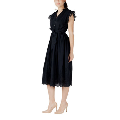 Vila Clothes Black Cotton Midi