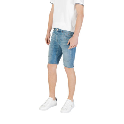 Bermuda Shorts by Jeckerson for men in stretch cotton light-blue features a sartorial silhouette, showcasing a sartorial slim and short with a sophisticated for a sartorial look.