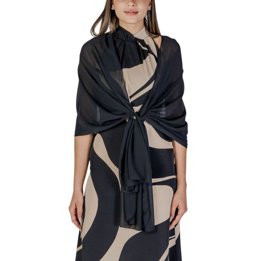 Scarf by Rinascimento for women in polyester black features a ethereal silhouette, artfully capturing the essence of the ethereal Polyester Scarf design for a sophisticated look.