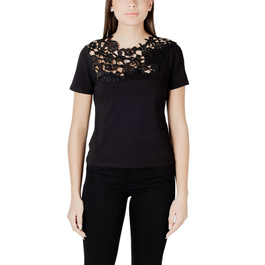 T-Shirt by Morgan De Toi for women in stretch cotton black showcases a unassuming silhouette, artfully detailed with a refined and unassuming for a sophisticated, contemporary look.