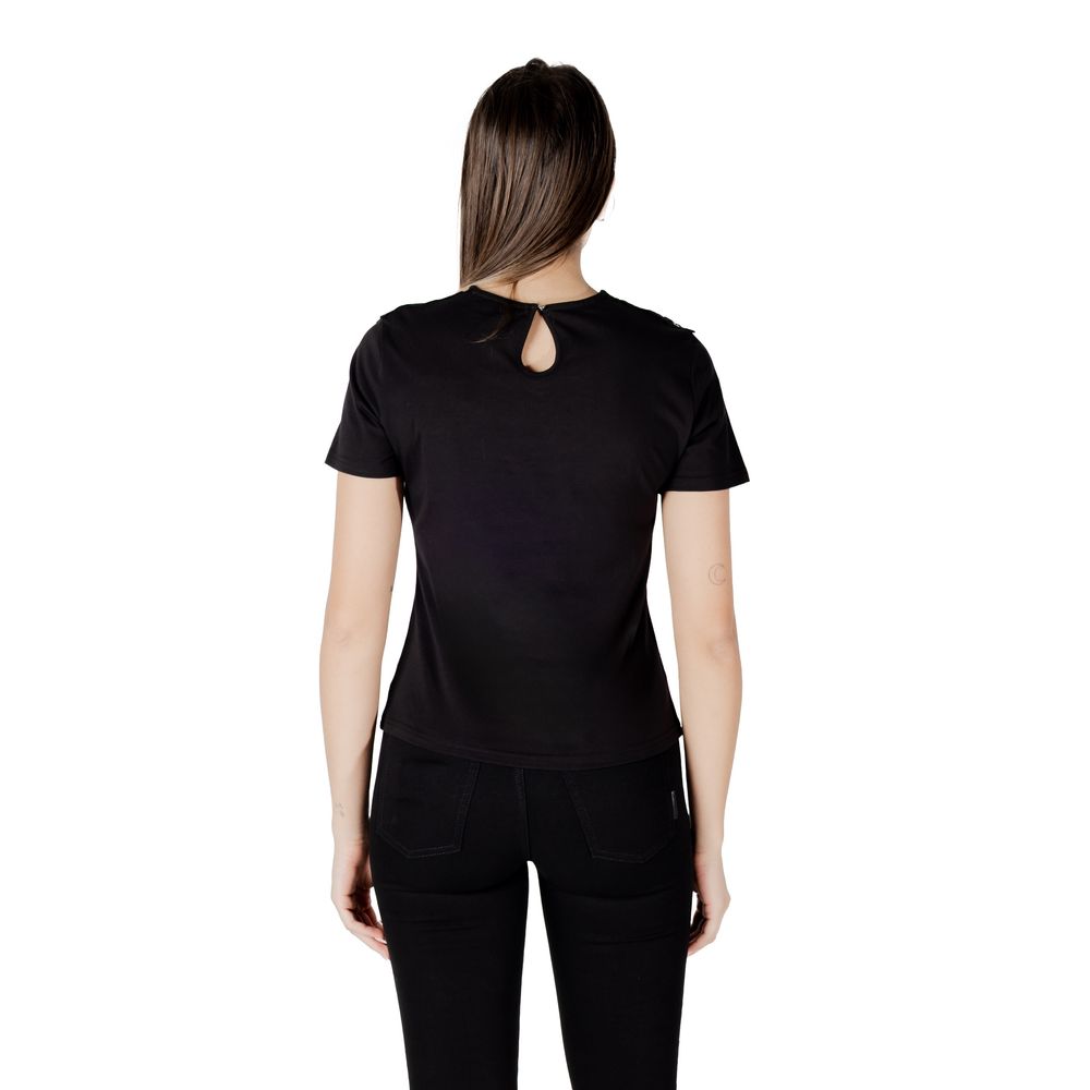 T-Shirt by Morgan De Toi for women in stretch cotton black showcases a chic silhouette, artfully detailed with a chic and for a chic finish.