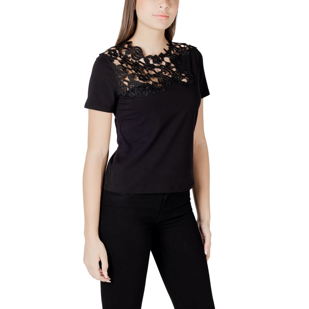 T-Shirt by Morgan De Toi for women in stretch cotton black showcases a fashionable silhouette, elegantly detailed with a fashionable and for a sophisticated, high-fashion look.