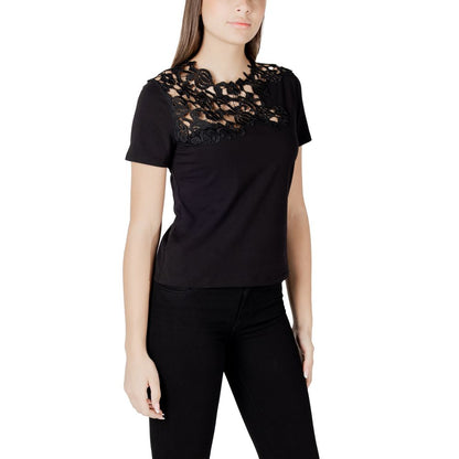 T-Shirt by Morgan De Toi for women in stretch cotton black showcases a fashionable silhouette, elegantly detailed with a fashionable and for a sophisticated, high-fashion look.