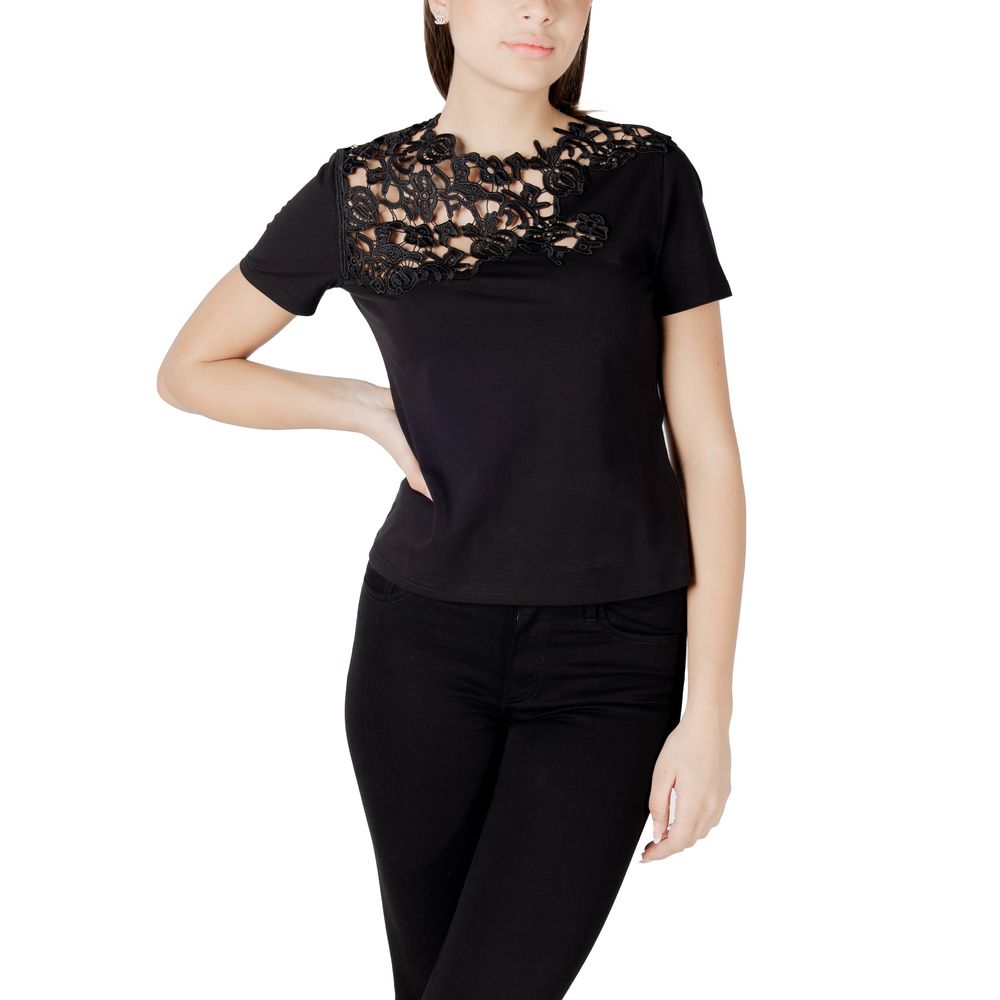 T-Shirt by Morgan De Toi for women in stretch cotton black features an on trend silhouette, perfectly showcasing a on trend and for an elevated aesthetic.