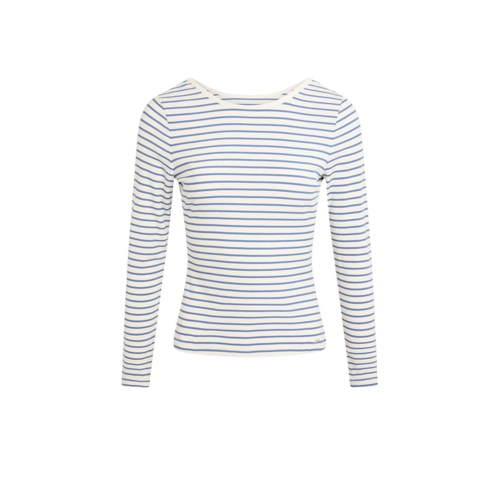 T-Shirt by Morgan De Toi for women in stretch viscose white showcases a fashionable silhouette, elegantly detailed with a fashionable long-sleeve and for a sophisticated, high-fashion look.