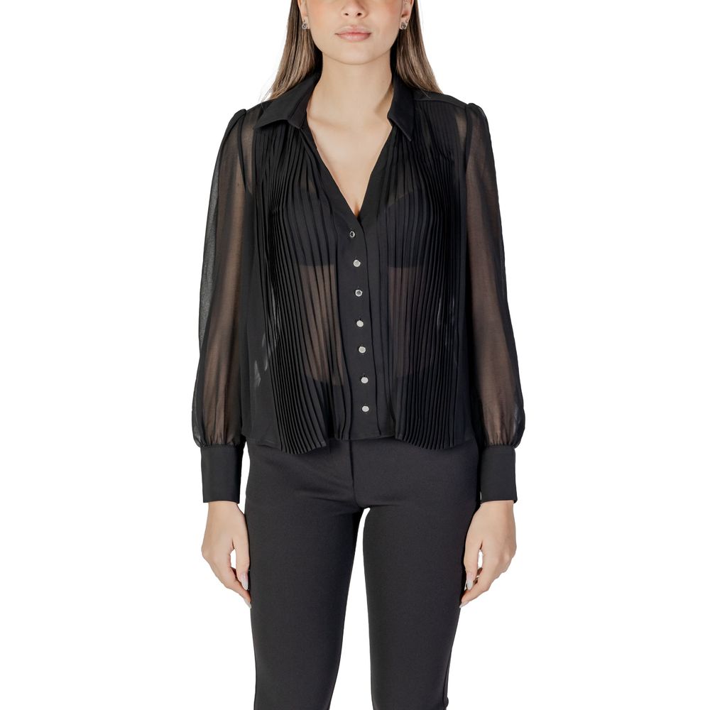 Shirt by Morgan De Toi for women in polyester black showcases a sleek silhouette, elegantly detailed with a sleek and long-sleeve for a sleek finish.