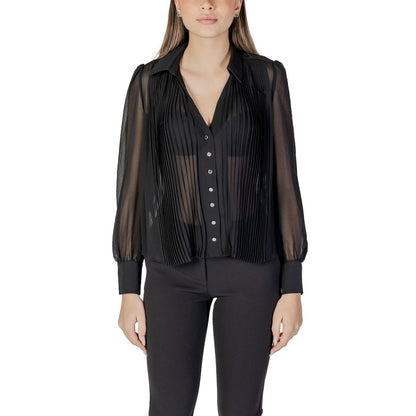Shirt by Morgan De Toi for women in polyester black showcases a sleek silhouette, elegantly detailed with a sleek and long-sleeve for a sleek finish.
