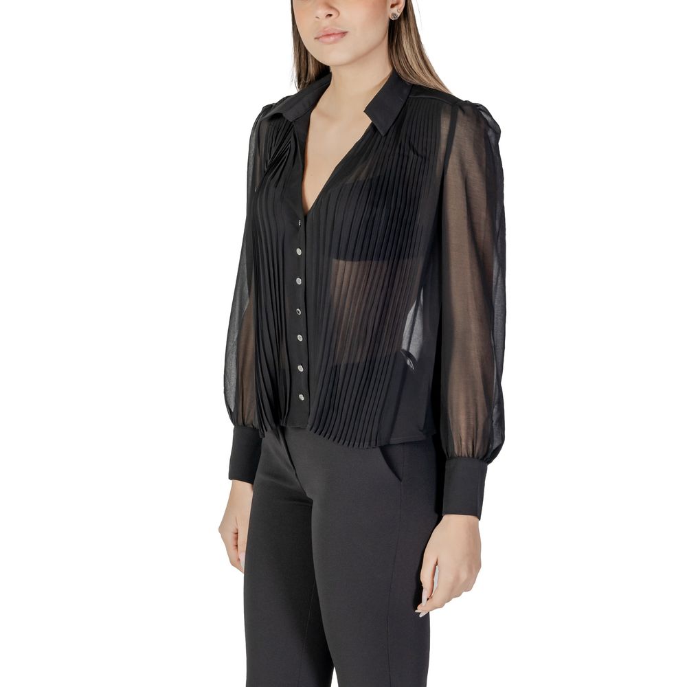 Shirt by Morgan De Toi for women in polyester black features an architectural silhouette with a refined and elegant for a architectural look.