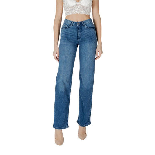 ICHI Blue Cotton Relaxed Fit Jean