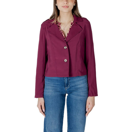 Parka by Street One for women in polyester & viscose purple, presenting a cosy silhouette with distinctive lightweight and a refined lapel notch-lapel neckline.