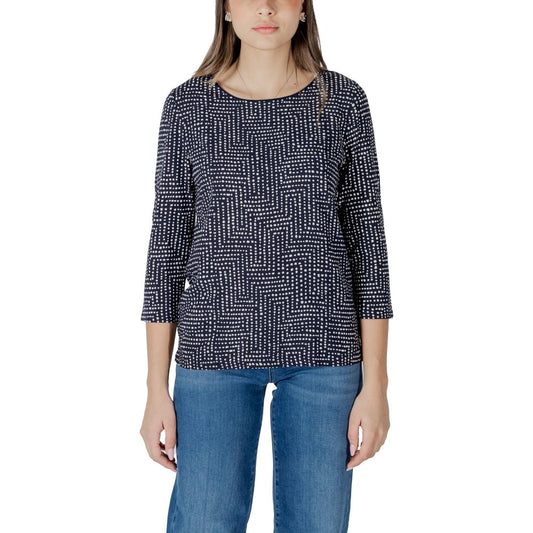T-Shirt by Street One for women in stretch viscose blue features a plush silhouette, showcasing a sophisticated and long-sleeve for a truly plush finish.