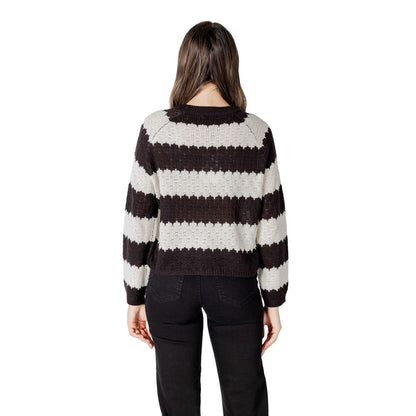 Jacqueline De Yong Black And White Marabou Sweater