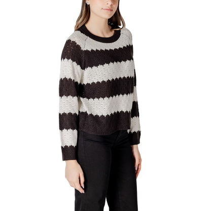 Jacqueline De Yong Black And White Marabou Sweater