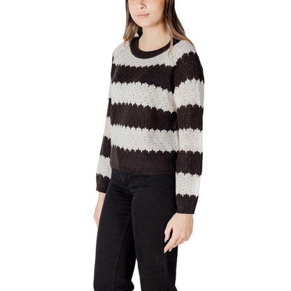 Jacqueline De Yong Black And White Marabou Sweater