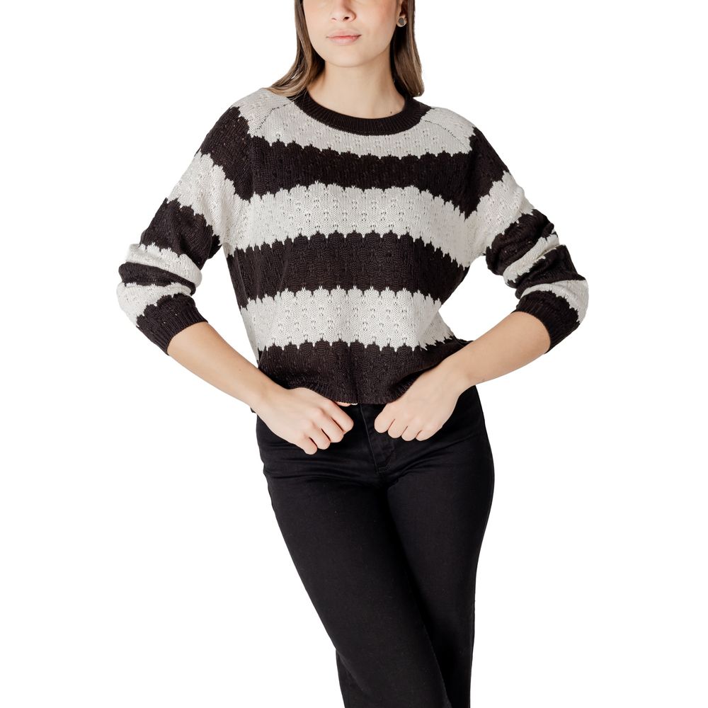 Jacqueline De Yong Black And White Marabou Sweater