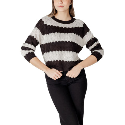 Jacqueline De Yong Black And White Marabou Sweater
