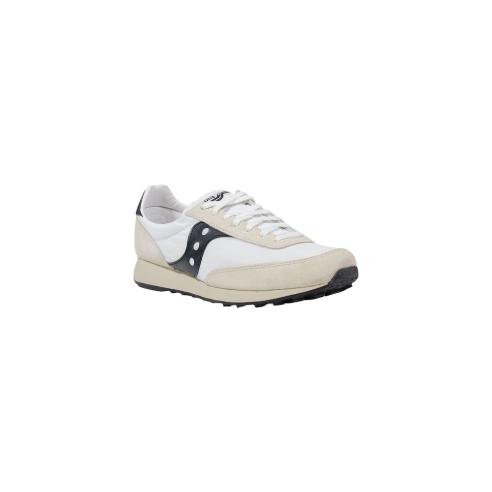 Sneakers by Saucony for men in synthetic leather black & white presents a sumptuous silhouette, artfully capturing the essence of the Men's Casual Synthetic Leather Sneakers with its sumptuous casual style design.