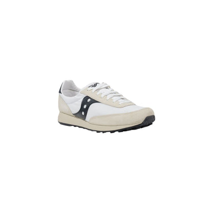 Sneakers by Saucony for men in synthetic leather black & white presents a sumptuous silhouette, artfully capturing the essence of the Men's Casual Synthetic Leather Sneakers with its sumptuous casual style design.