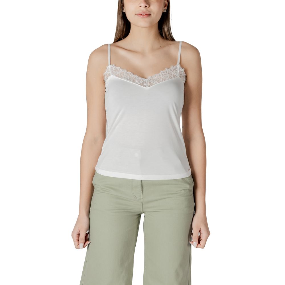 Tank Top by Morgan De Toi for women in modal & polyester white showcases a sublime silhouette, with sleeveless and details for a sublime finish.