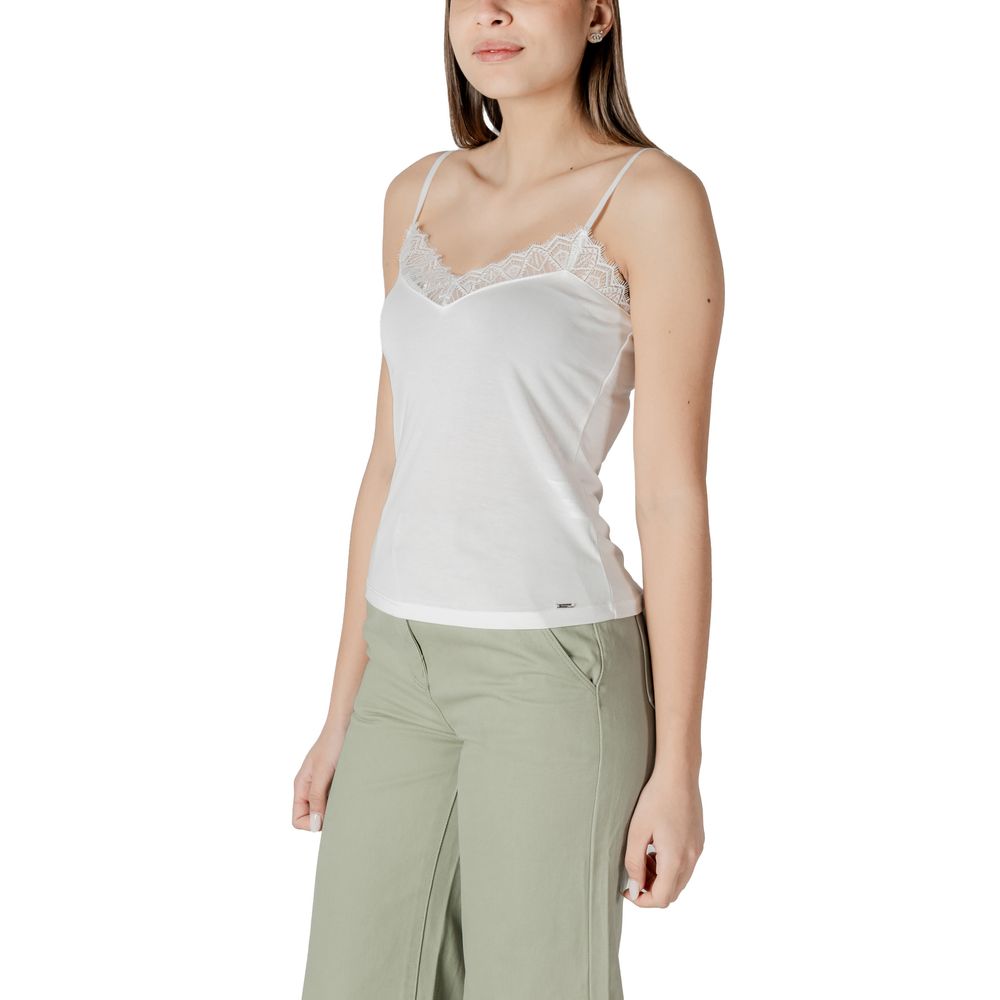 Tank Top by Morgan De Toi for women in modal & polyester white showcases a perennial silhouette, artfully detailed with a design and a perennial .