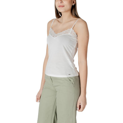 Tank Top by Morgan De Toi for women in modal & polyester white showcases a perennial silhouette, artfully detailed with a design and a perennial .