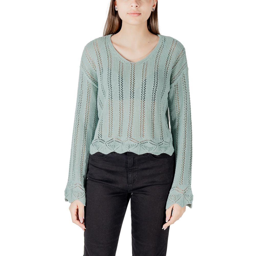 Sweatshirt by Only for women in cotton polyester turquoise features an provocated silhouette, detailed with a provocated long-sleeve and a refined v-neck neckline for a sophisticated aesthetic.
