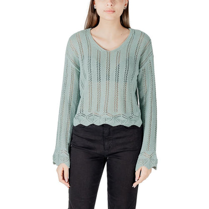 Sweatshirt by Only for women in cotton polyester turquoise features an provocated silhouette, detailed with a provocated long-sleeve and a refined v-neck neckline for a sophisticated aesthetic.
