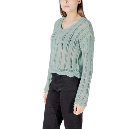 Sweatshirt by Only for women in cotton polyester turquoise showcases a slouchy chic silhouette, artfully detailed with a slouchy chic v-neck neckline and for a slouchy chic finish.