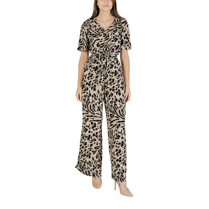 ICHI Beige Viscose Jumpsuit