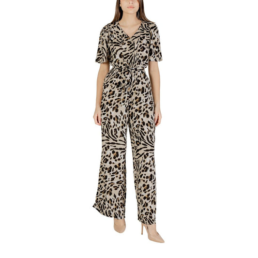 ICHI Beige Viscose Jumpsuit