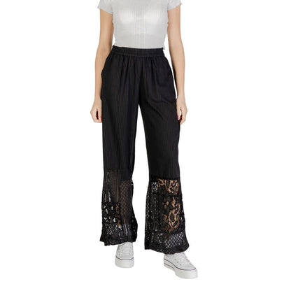 ICHI Black Cotton Pant