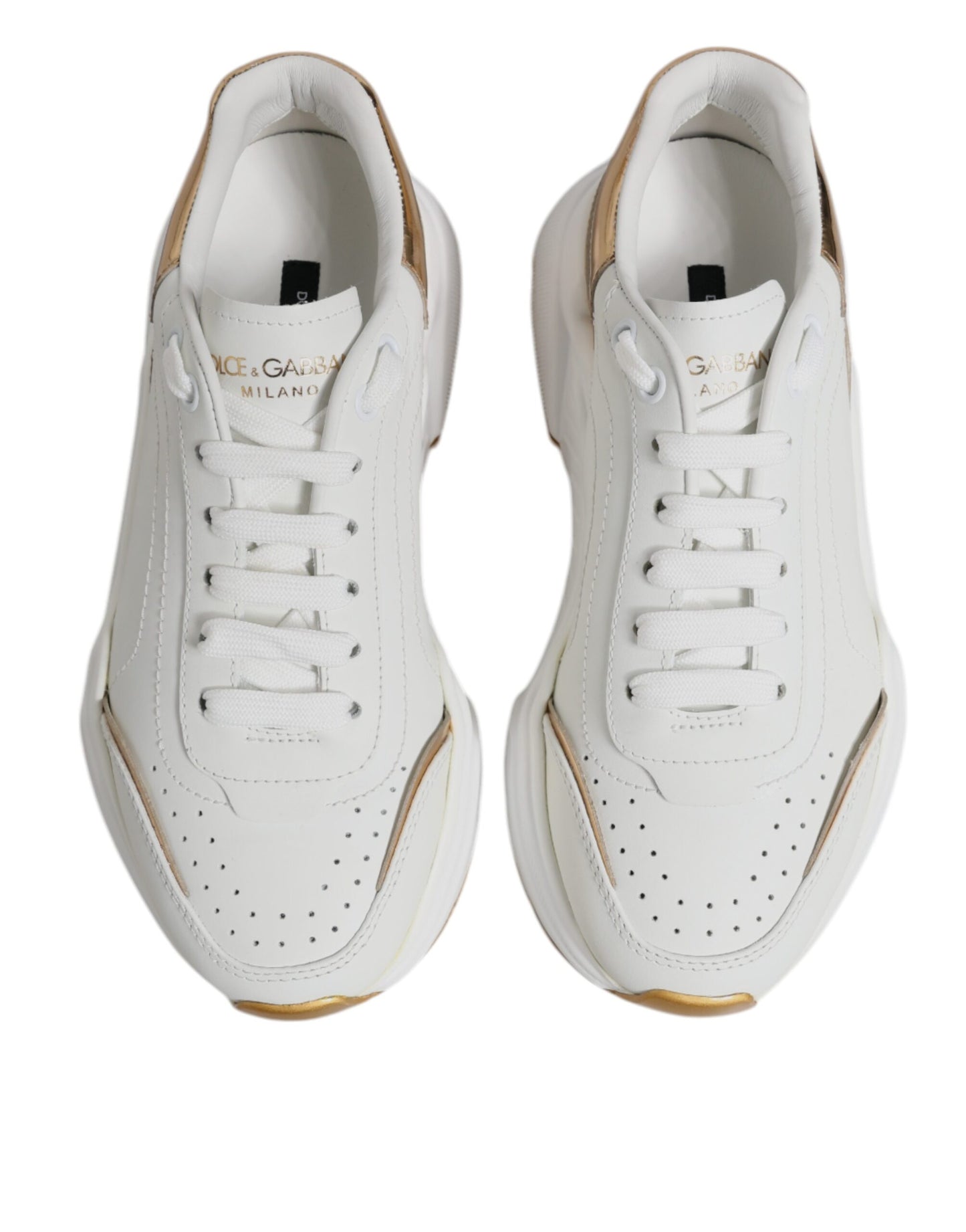 Dolce & Gabbana White Gold Daymaster Low Top Sneakers Shoes
