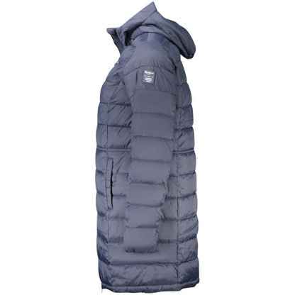 Hooded Windbreaker Jacket by Pepe Jeans for women in polyamide blue & signature showcases a modern silhouette, integrating pockets, hooded & windproof and a modern for a sophisticated finish.