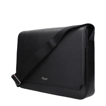 Pineider Black Leather Crossbody Bag