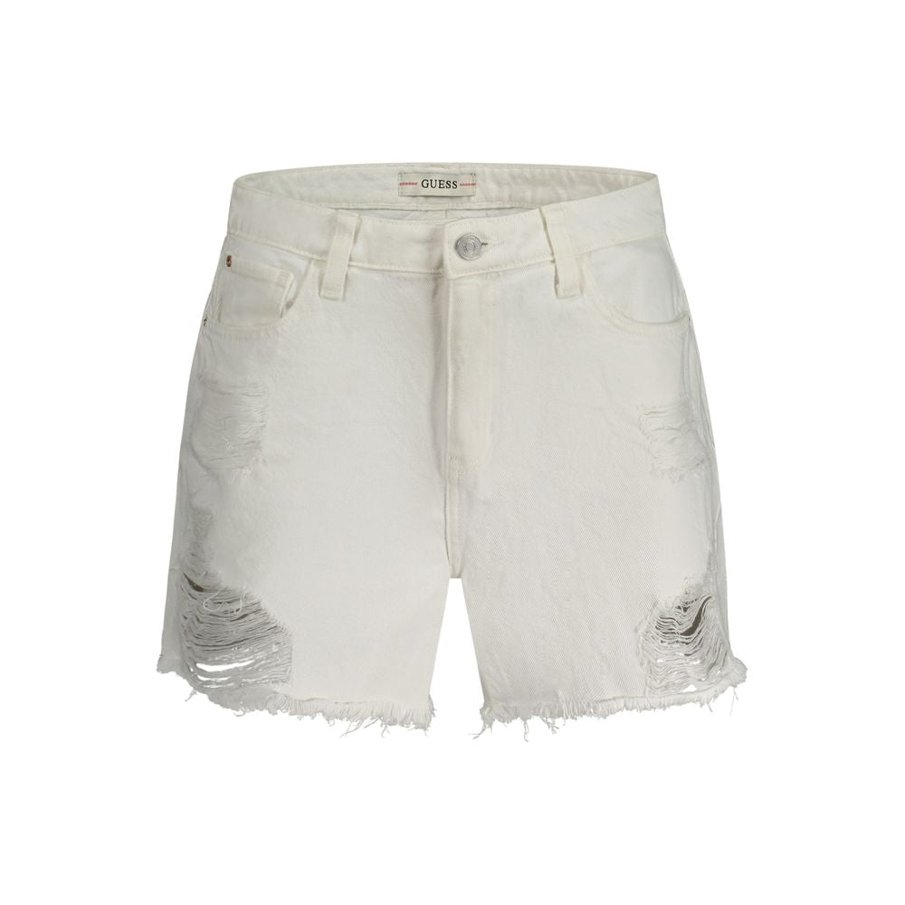 Short Trousers by Guess Jeans for women in cotton white showcases a effortlessly chic silhouette, artfully tailored with a effortlessly chic , a short cut, and a refined for a effortlessly chic finish.