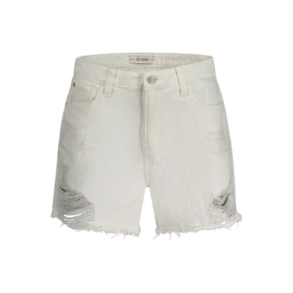 Short Trousers by Guess Jeans for women in cotton white showcases a effortlessly chic silhouette, artfully tailored with a effortlessly chic , a short cut, and a refined for a effortlessly chic finish.