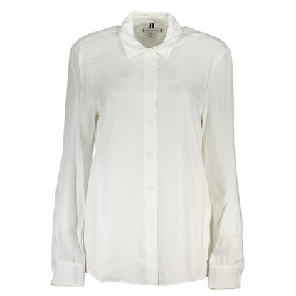Dress Shirt by Tommy Hilfiger for women in viscose white showcases a sublime silhouette, artfully detailed with a sublime and long-sleeve for a sophisticated, sublime finish.