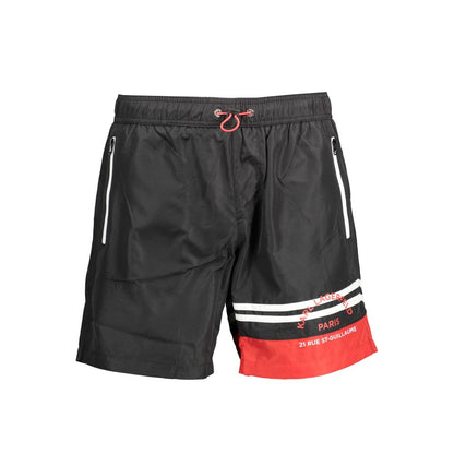 Swim Shorts by Karl Lagerfeld for men in polyester black & print presents a sculptural silhouette, showcasing the sculptural Men's Polyester Swim Shorts design with a refined cut for a premium, sophisticated look.