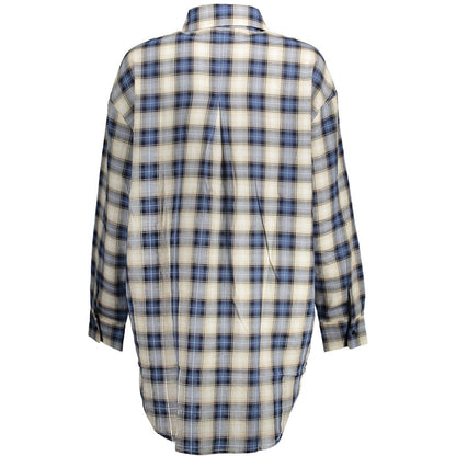Shirt by Desigual for women in cotton blue & patterned showcases a sharp silhouette, elegantly detailed with a sharp and sharp .