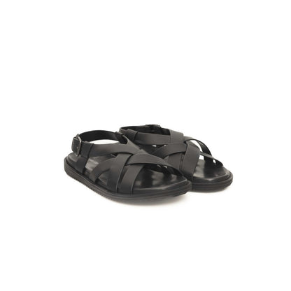 Cerruti 1881 Black Leather Men Sandal