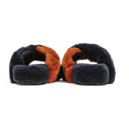Mr&Mrs Italy Blue Rabbit Fur Sandal
