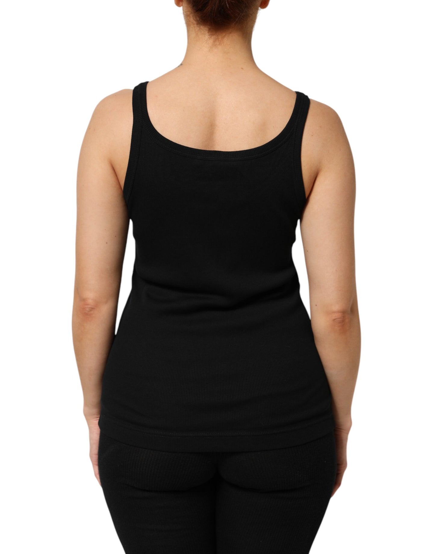 Dolce & Gabbana Black Cotton Sleeveless Women Tank Top