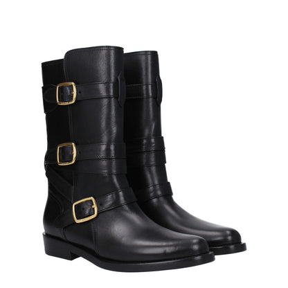 Celine Black Leather Flat Boots